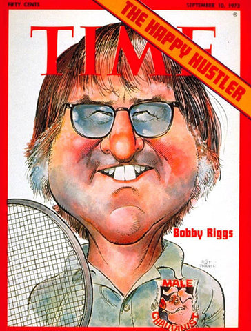 Caricatura della leggenda del tennis Riggs.