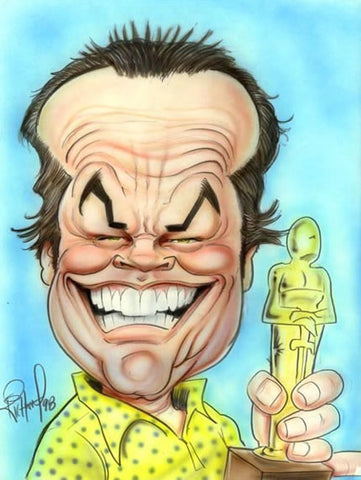 Disegno divertente di Nicholson che riceve un Oscar.