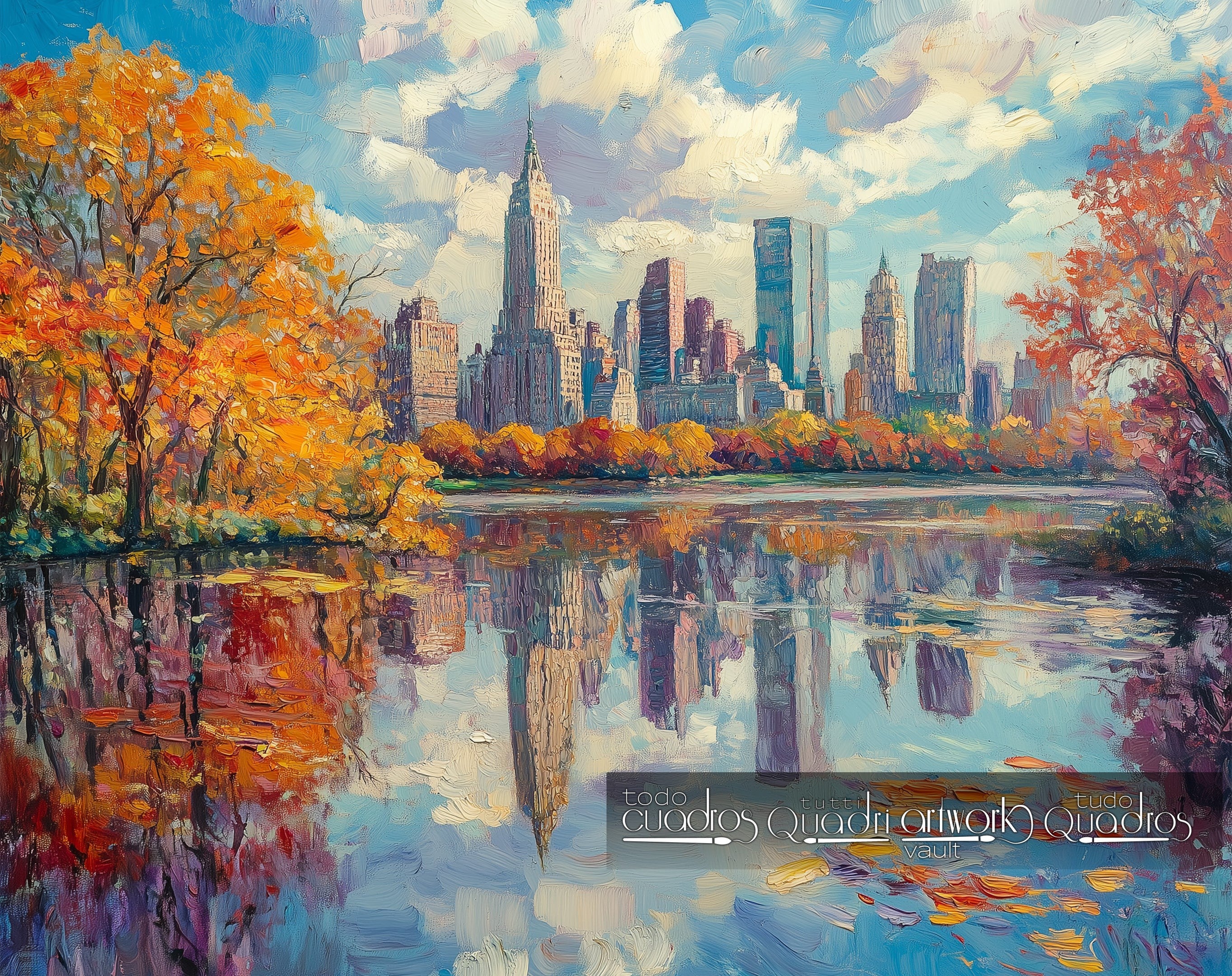 Specchi d'autunno a New York, stile Monet