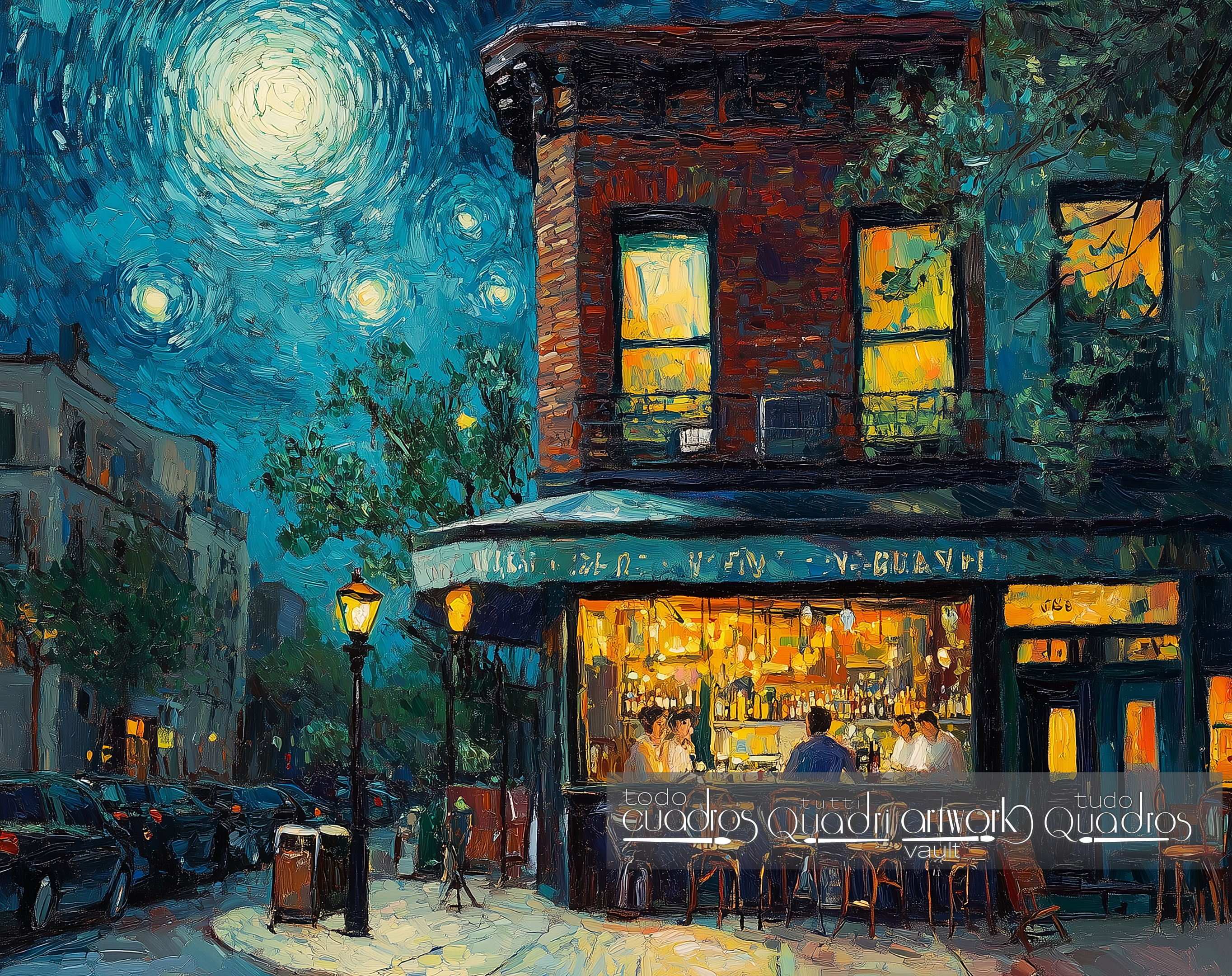 Notte al caffè, stile Van Gogh moderno