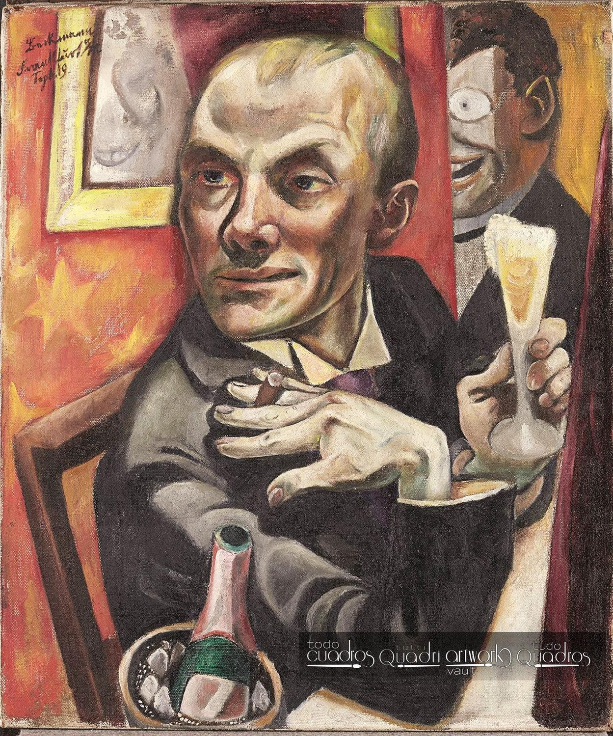 Autoritratto con bicchiere di champagne, Max Beckmann