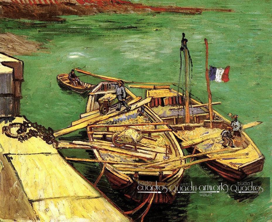 Banchina con uomini che scaricano barconi da sabbia, Van Gogh